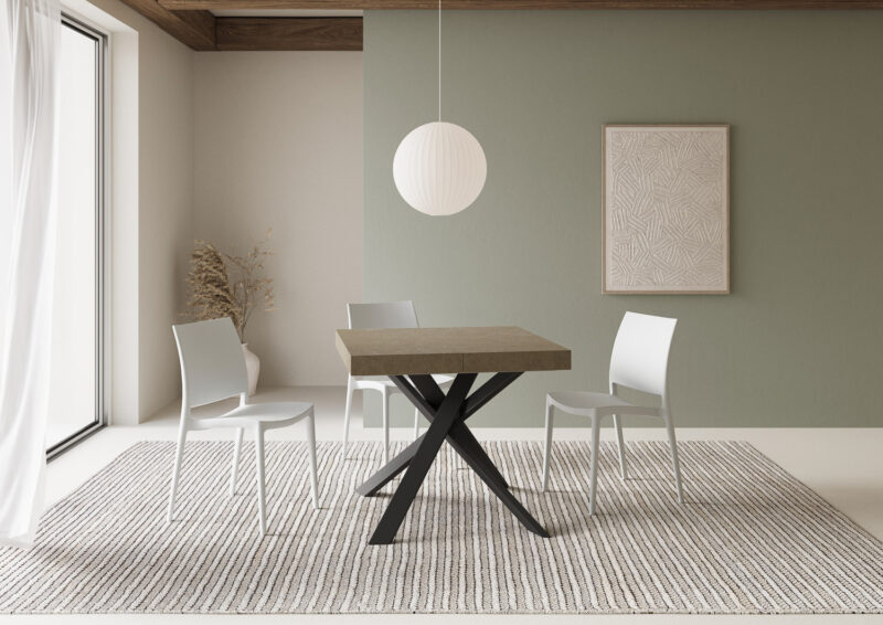 Tavolo allungabile 90/194x90 cm Clerk Premium tortora gambe antracite - immagine 2