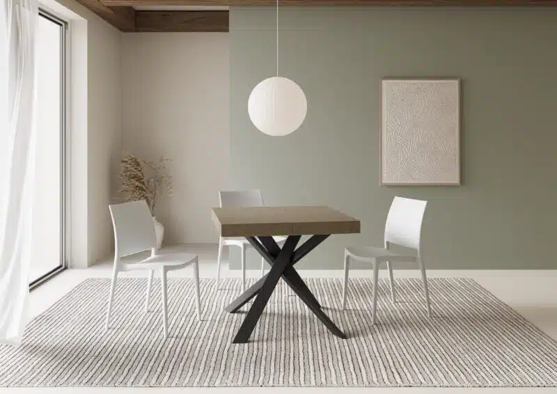 Tavolo allungabile 90/194x90 cm Clerk tortora gambe antracite - foto 1