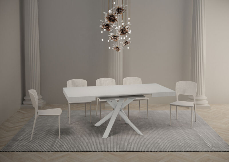 Tavolo allungabile 90/194x90 cm Clerk bianco frassino gambe bianche - immagine 4