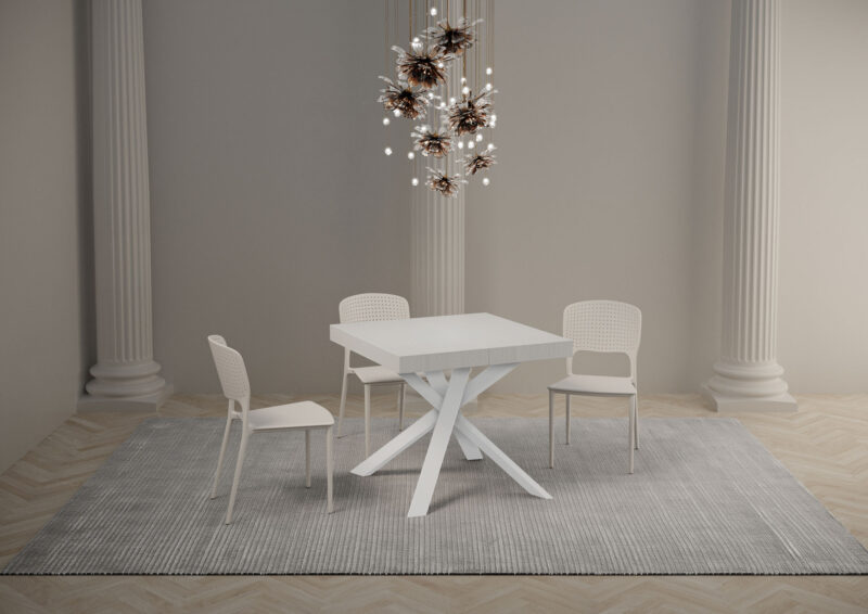Tavolo allungabile 90/194x90 cm Clerk Premium bianco frassino gambe bianche - immagine 3