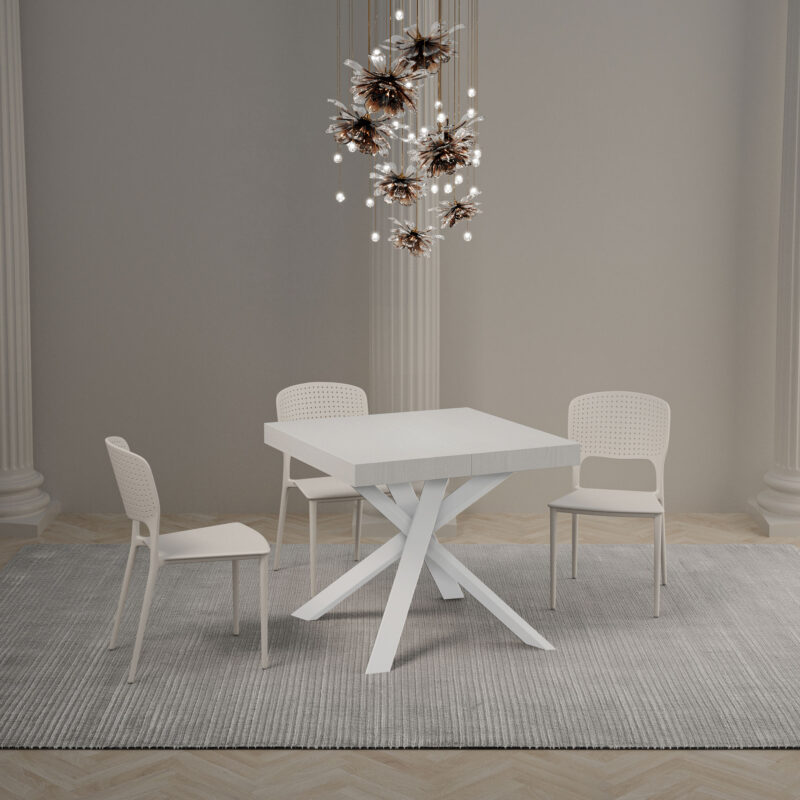 Tavolo allungabile 90/194x90 cm Clerk Premium bianco frassino gambe bianche - immagine 2