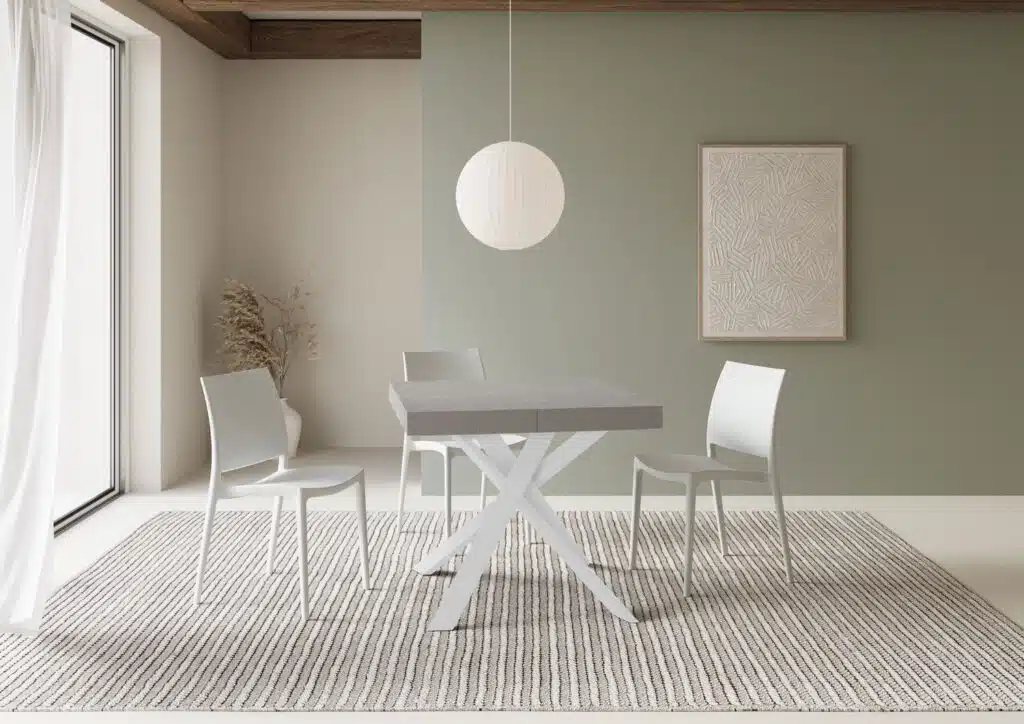 Tavolo allungabile 90/194x90 cm Clerk cashmere gambe bianche - foto 1