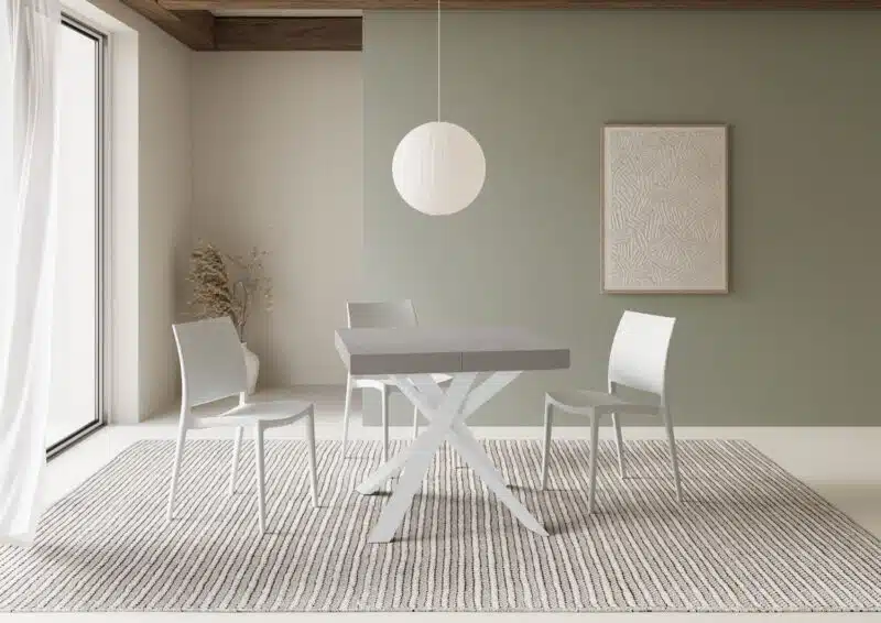 Tavolo allungabile 90/194x90 cm Clerk cashmere gambe bianche - foto 1