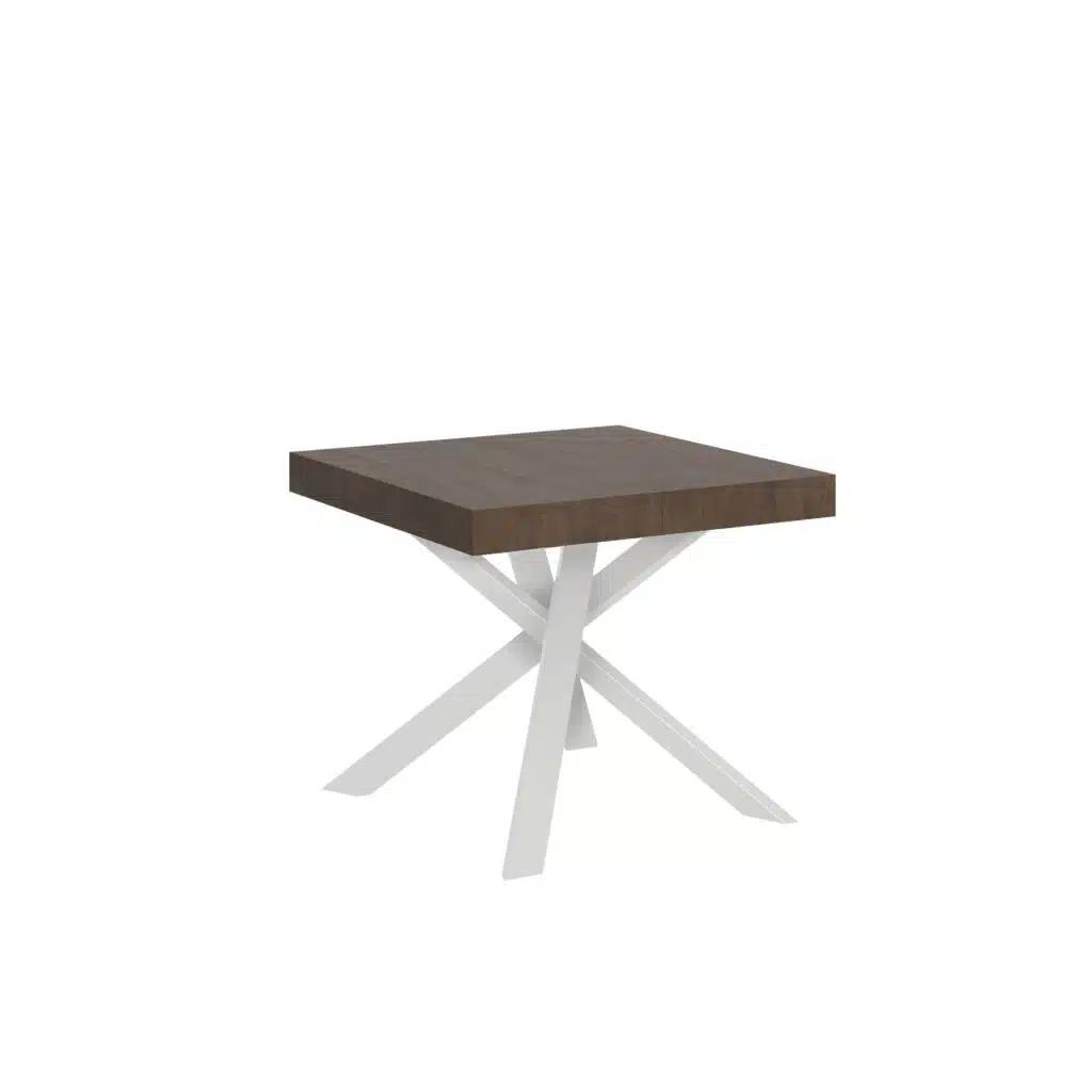 Tavolo allungabile 90/194x90 cm Clerk noce gambe bianche - foto 2