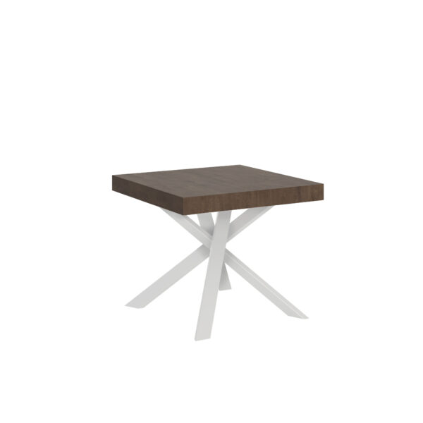 Tavolo allungabile 90/194x90 cm Clerk noce gambe bianche