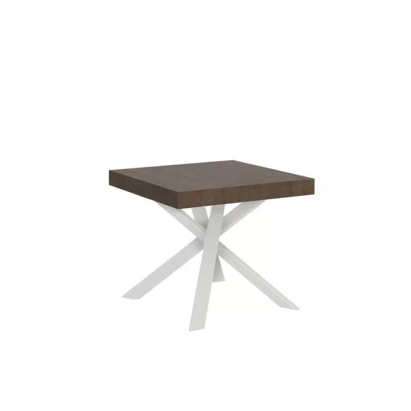 Tavolo allungabile 90/194x90 cm Clerk noce gambe bianche - foto 2
