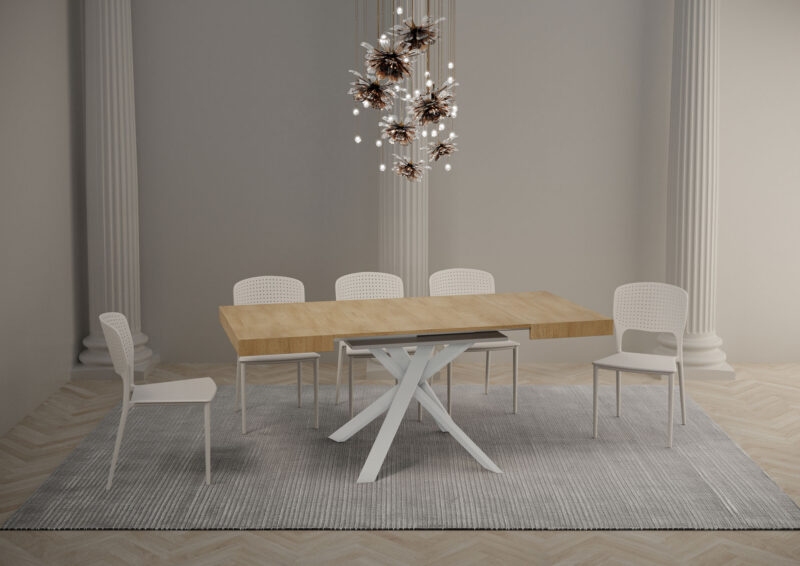 Tavolo allungabile 90/194x90 cm Clerk quercia natura gambe bianche - immagine 4