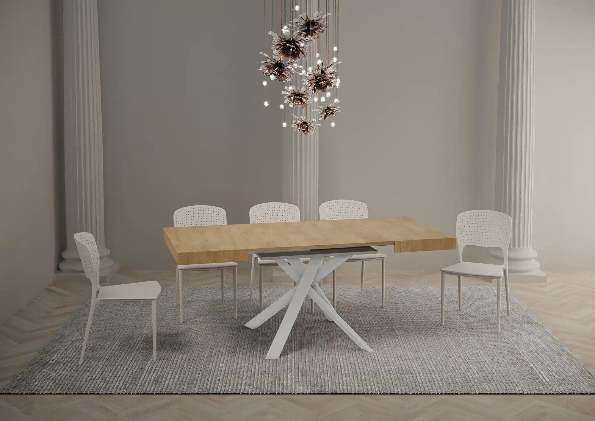 Tavolo allungabile 90/194x90 cm Clerk quercia natura gambe bianche - immagine 4