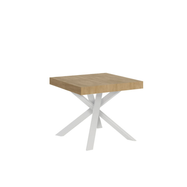 Tavolo allungabile 90/194x90 cm Clerk quercia natura gambe bianche