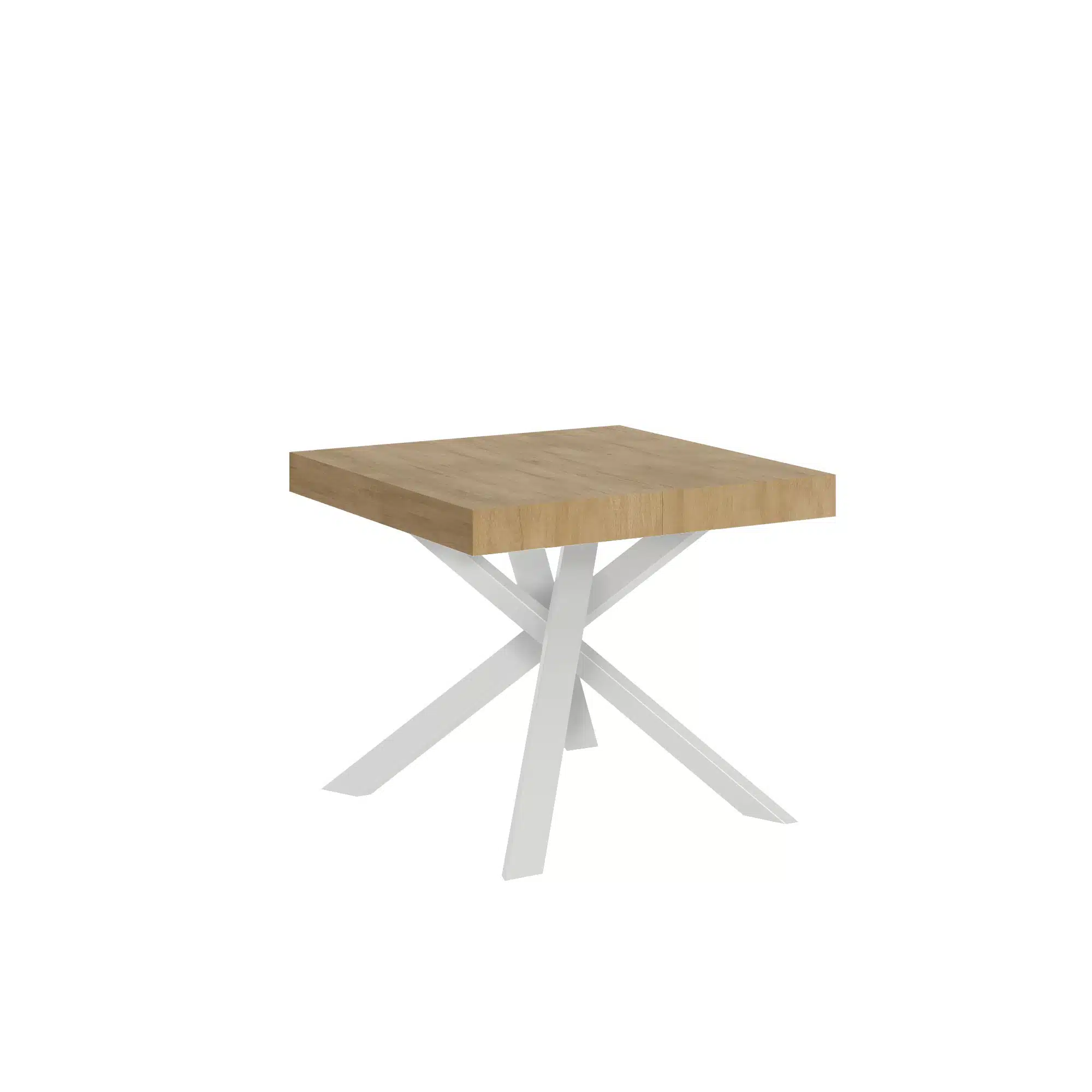 Tavolo allungabile 90/194x90 cm Clerk quercia natura gambe bianche