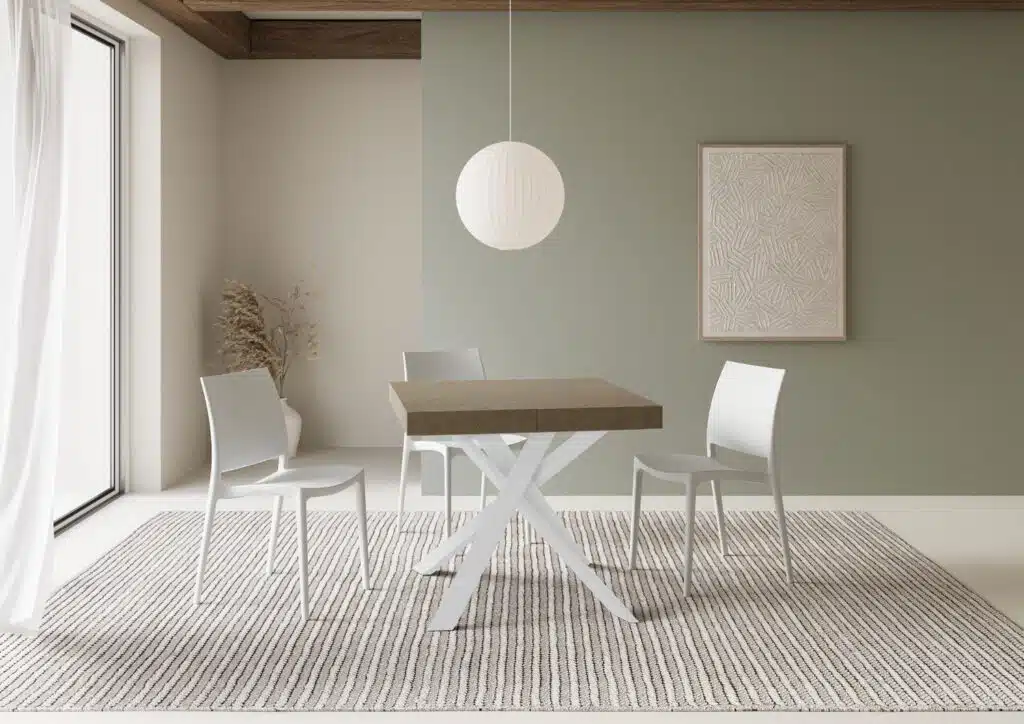 Tavolo allungabile 90/194x90 cm Clerk tortora gambe bianche - foto 1