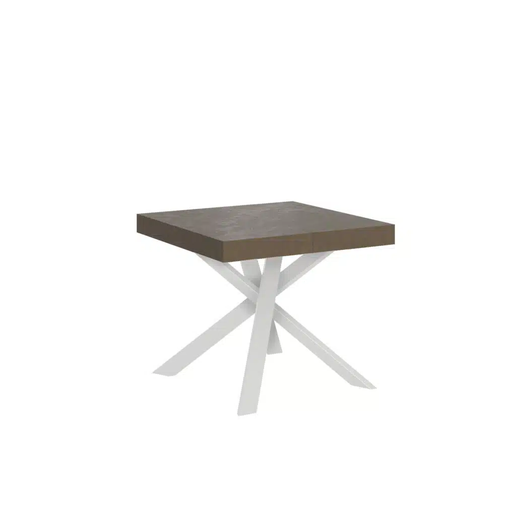 Tavolo allungabile 90/194x90 cm Clerk tortora gambe bianche - foto 2