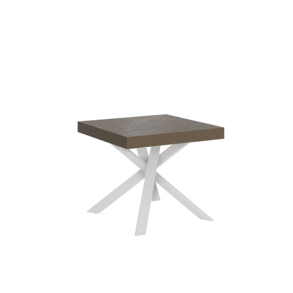 Tavolo allungabile 90/194x90 cm Clerk tortora gambe bianche