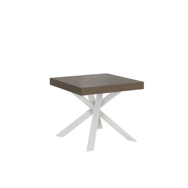 Tavolo allungabile 90/194x90 cm Clerk tortora gambe bianche - foto 2