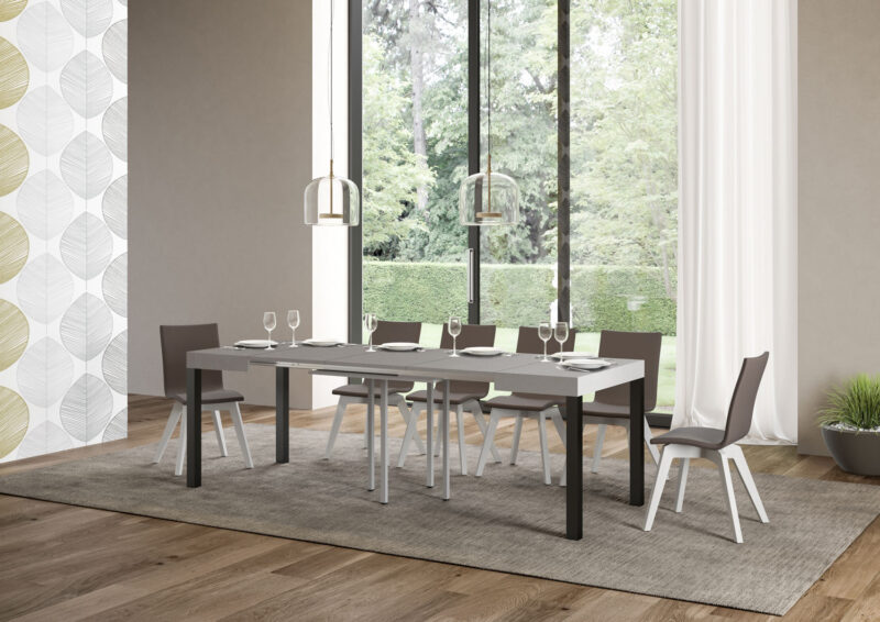 Tavolo allungabile 90/246x90 cm Everyday cashmere gambe antracite - immagine 4