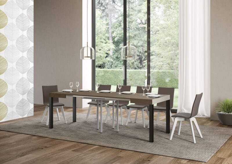 Tavolo allungabile 90/246x90 cm Everyday tortora gambe antracite - immagine 4