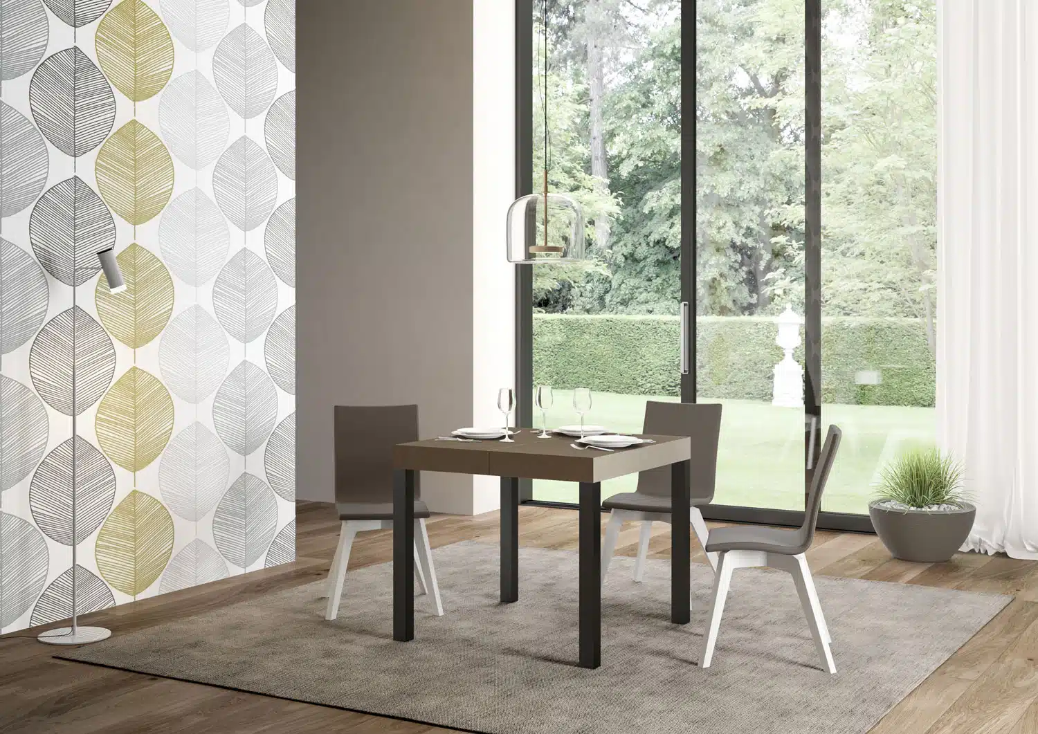 Tavolo allungabile 90/246x90 cm Everyday Premium tortora gambe antracite - immagine 3