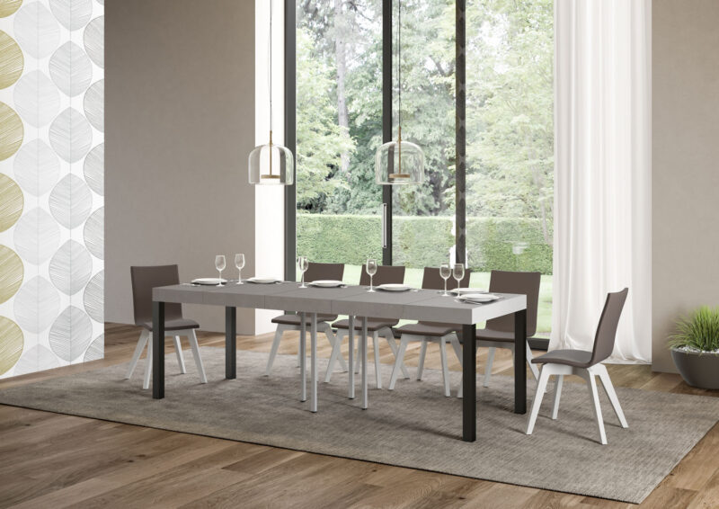 Tavolo allungabile 90/246x90 cm Everyday Premium cashmere gambe antracite - immagine 4