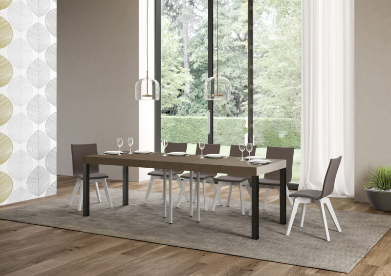 Tavolo allungabile 90/246x90 cm Everyday Premium tortora gambe antracite - immagine 4