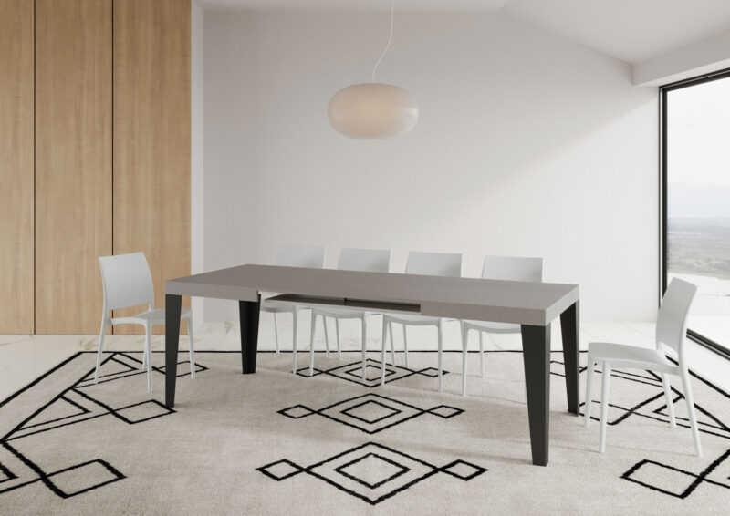 Tavolo allungabile 120/204x80 cm Flame cashmere gambe antracite - immagine 4