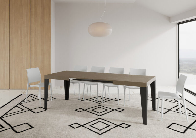 Tavolo allungabile 120/204x80 cm Flame tortora gambe antracite - immagine 4