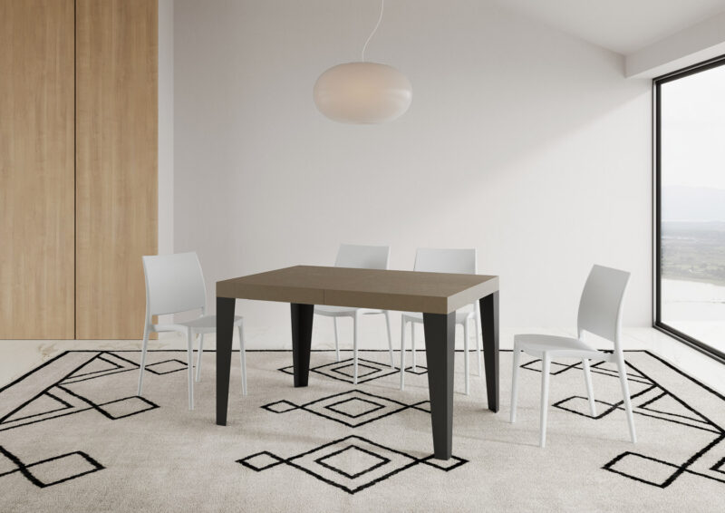Tavolo allungabile 120/204x80 cm Flame tortora gambe antracite - immagine 3