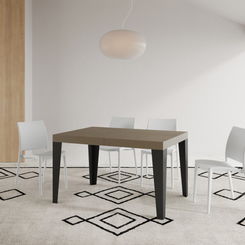 Tavolo allungabile 120/204x80 cm Flame tortora gambe antracite - immagine 2