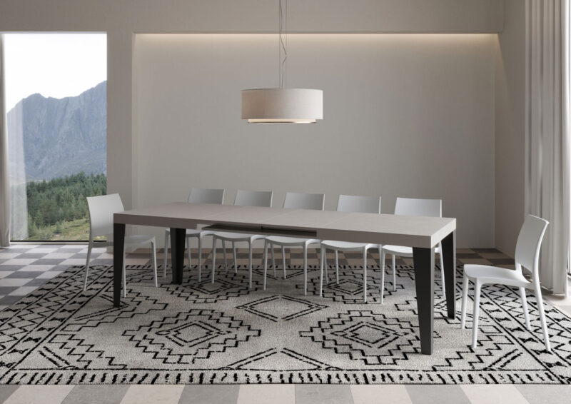 Tavolo allungabile 160/264x90 cm Flame cashmere gambe antracite - immagine 4