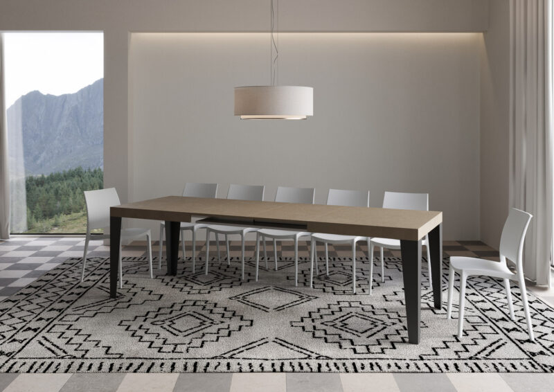 Tavolo allungabile 160/264x90 cm Flame tortora gambe antracite - immagine 4