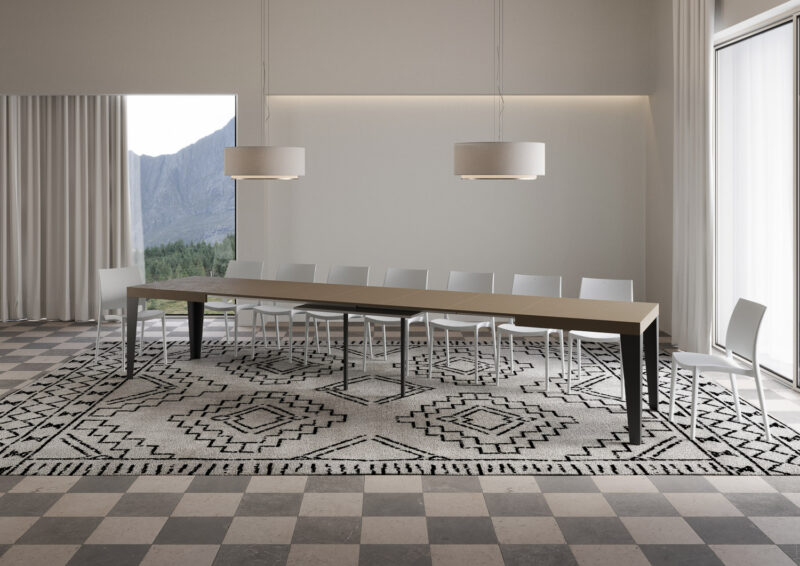 Tavolo allungabile 160/420x90 cm Flame tortora gambe antracite - immagine 5