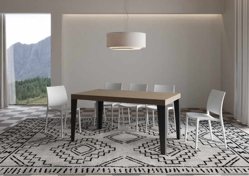 Tavolo allungabile 160/264x90 cm Flame tortora gambe antracite - immagine 3