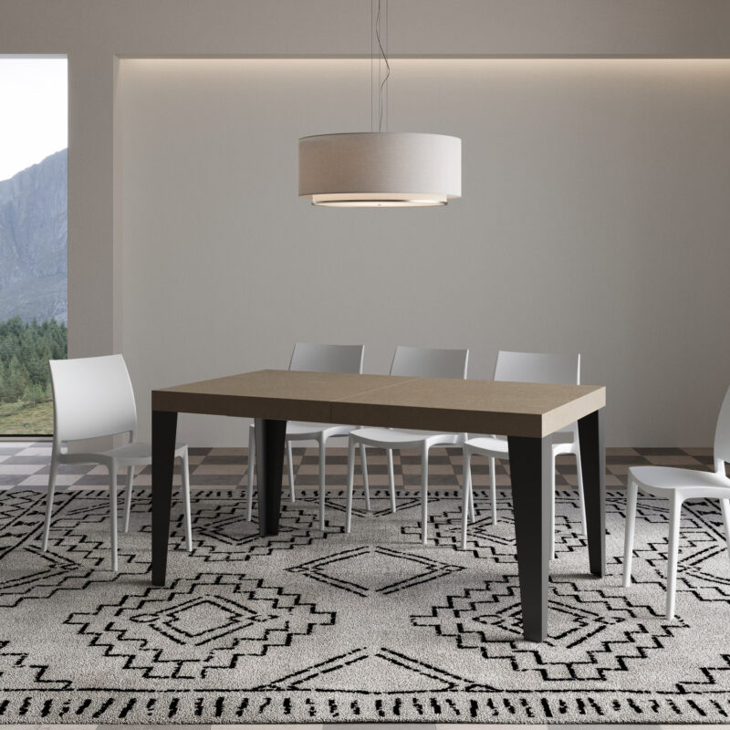 Tavolo allungabile 160/264x90 cm Flame tortora gambe antracite - immagine 2