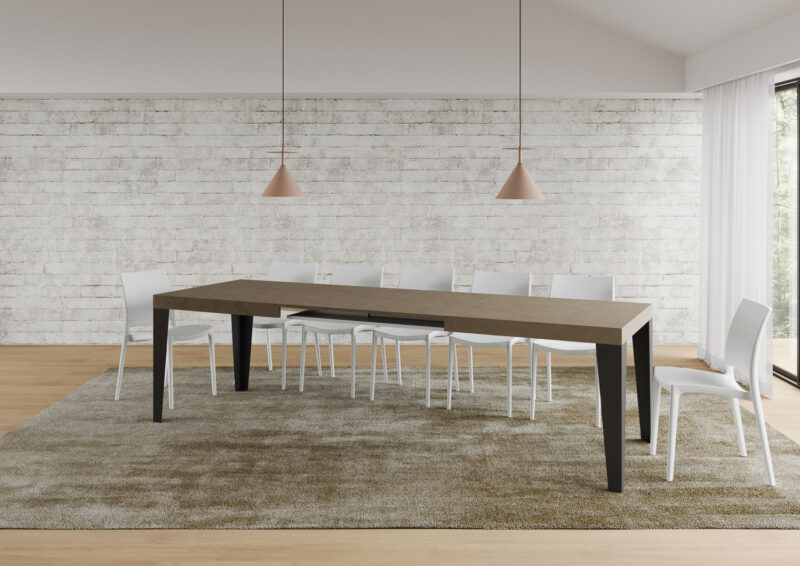 Tavolo allungabile 180/284x90 cm Flame tortora gambe antracite - immagine 4