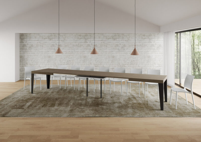 Tavolo allungabile 200/460x90 cm Flame tortora gambe antracite - immagine 5