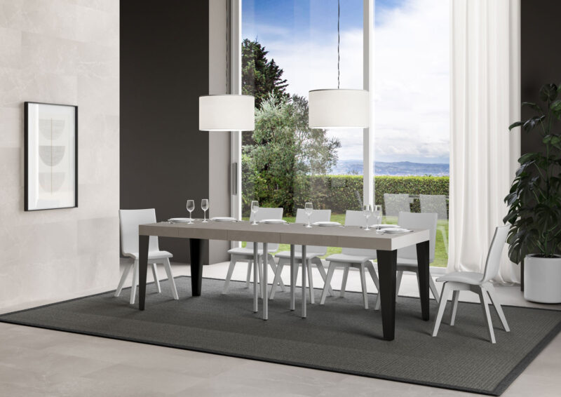 Tavolo allungabile 90/246x90 cm Flame Premium cashmere gambe antracite - immagine 4