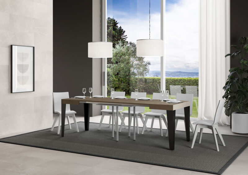 Tavolo allungabile 90/246x90 cm Flame tortora gambe antracite - immagine 4
