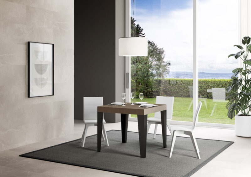 Tavolo allungabile 90/246x90 cm Flame tortora gambe antracite - immagine 3
