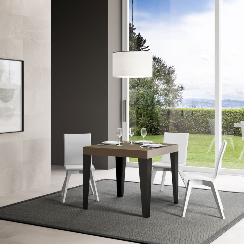 Tavolo allungabile 90/246x90 cm Flame tortora gambe antracite - immagine 2