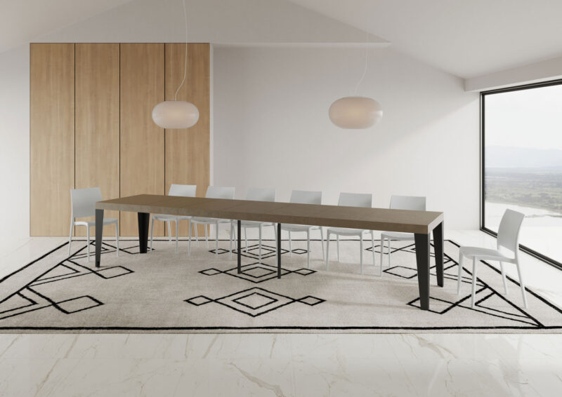Tavolo allungabile 120/380x90 cm Flame Premium tortora gambe antracite - immagine 5