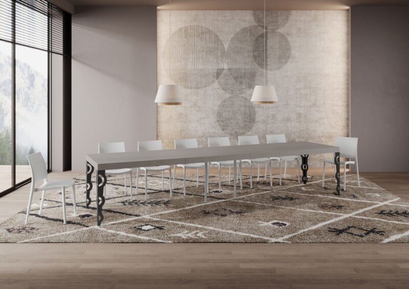 Tavolo allungabile 140/400x90 cm Karamay Premium cashmere gambe antracite - immagine 5