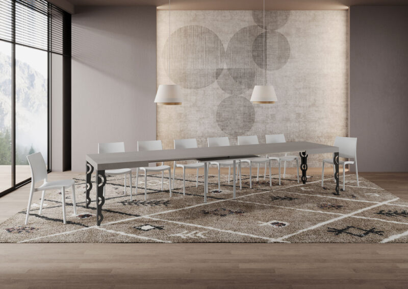 Tavolo allungabile 120/380x90 cm Karamay cashmere gambe antracite - immagine 5