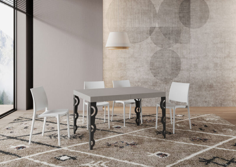 Tavolo allungabile 120/204x80 cm Karamay cashmere gambe antracite - immagine 3
