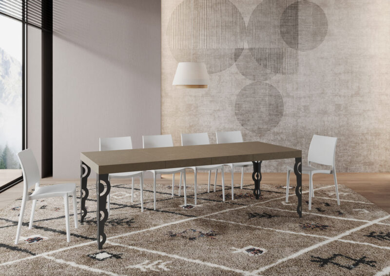 Tavolo allungabile 140/244x90 cm Karamay Premium tortora gambe antracite - immagine 4