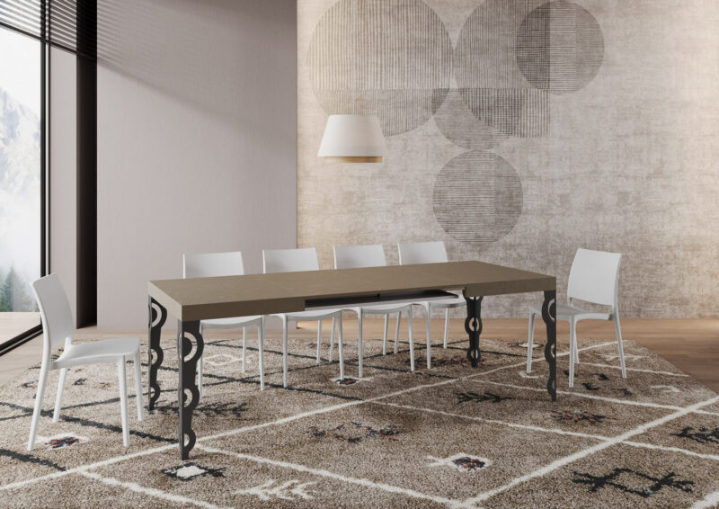 Tavolo allungabile 120/204x80 cm Karamay tortora gambe antracite - immagine 4