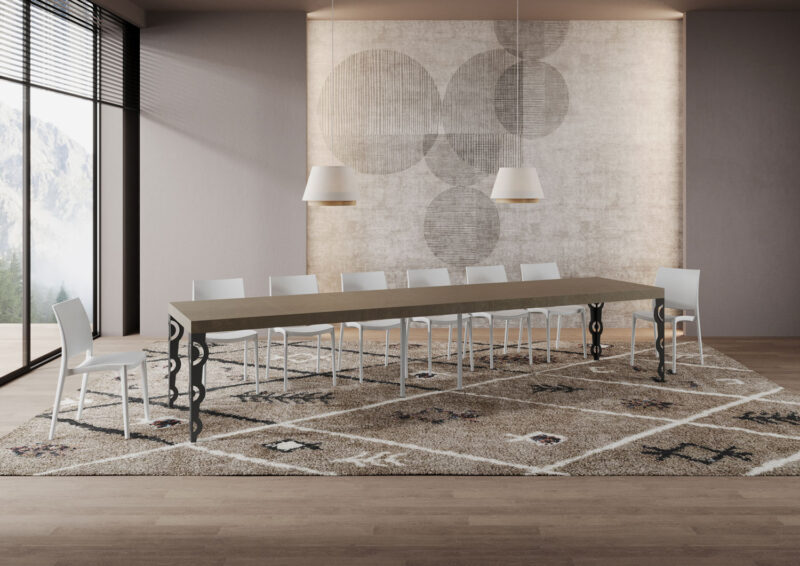 Tavolo allungabile 140/400x90 cm Karamay Premium tortora gambe antracite - immagine 5