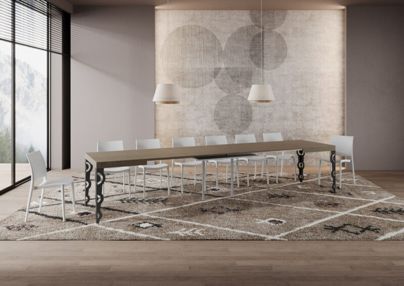 Tavolo allungabile 120/380x90 cm Karamay tortora gambe antracite - immagine 5