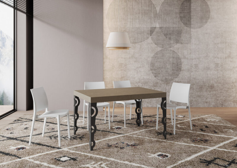 Tavolo allungabile 120/204x80 cm Karamay tortora gambe antracite - immagine 3