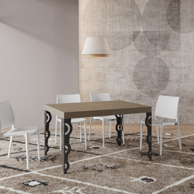 Tavolo allungabile 120/204x80 cm Karamay tortora gambe antracite - immagine 2