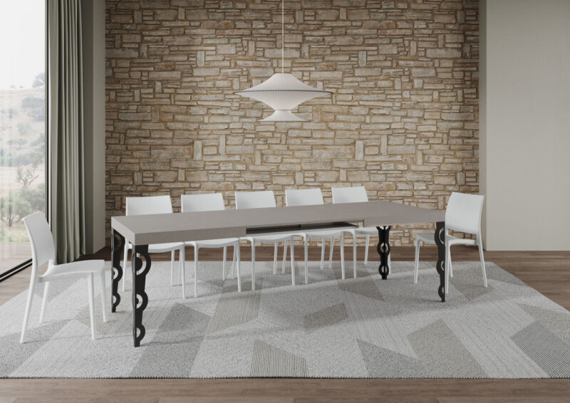 Tavolo allungabile 160/244x80 cm Karamay cashmere gambe antracite - immagine 4