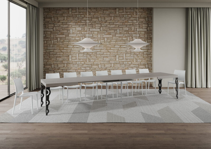Tavolo allungabile 160/420x90 cm Karamay cashmere gambe antracite - immagine 5